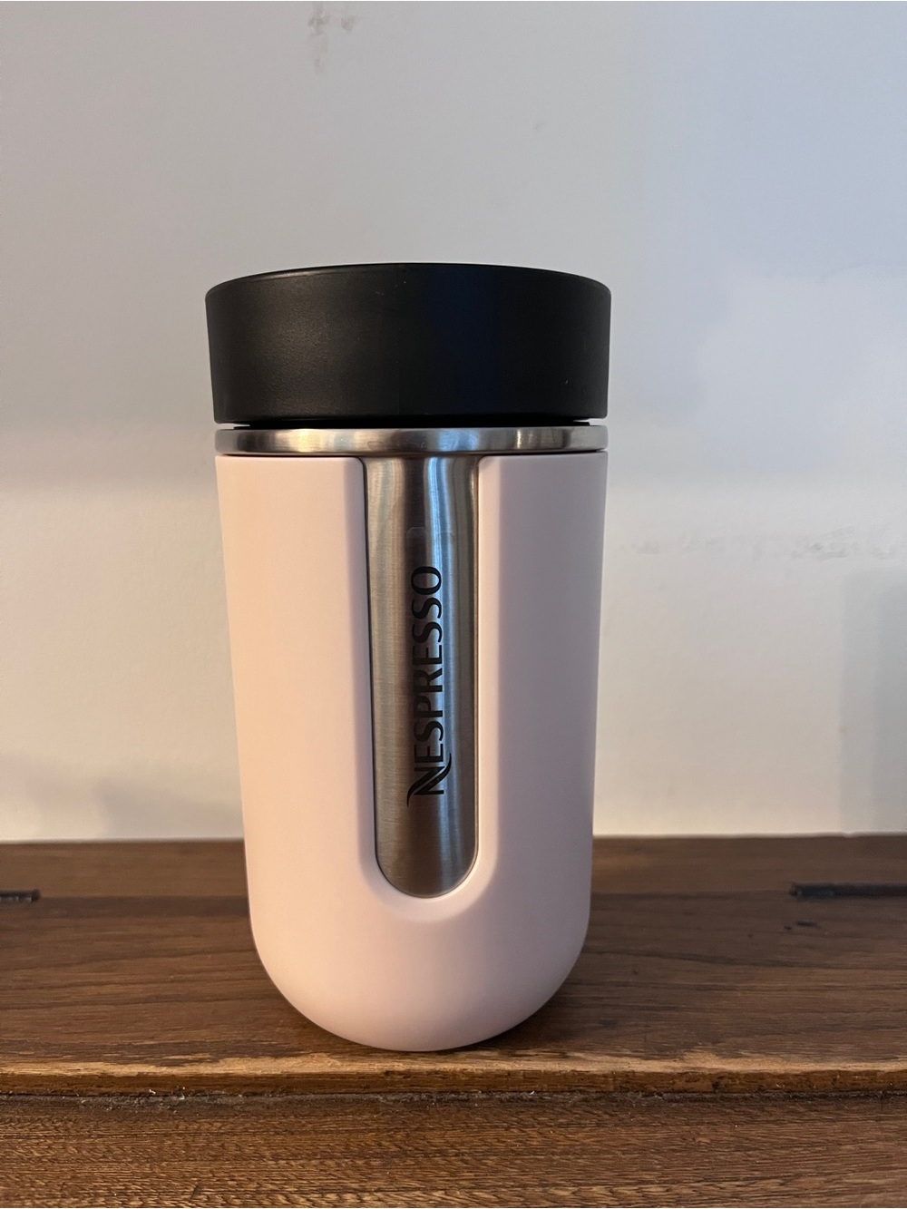 Nespresso Blush Pink Travel Mug with Black Lid